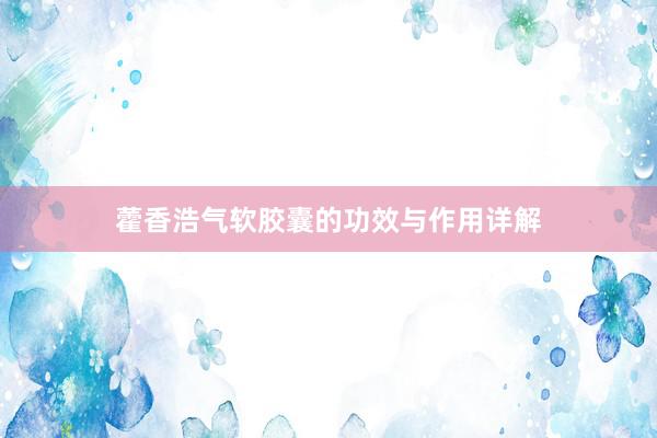 藿香浩气软胶囊的功效与作用详解